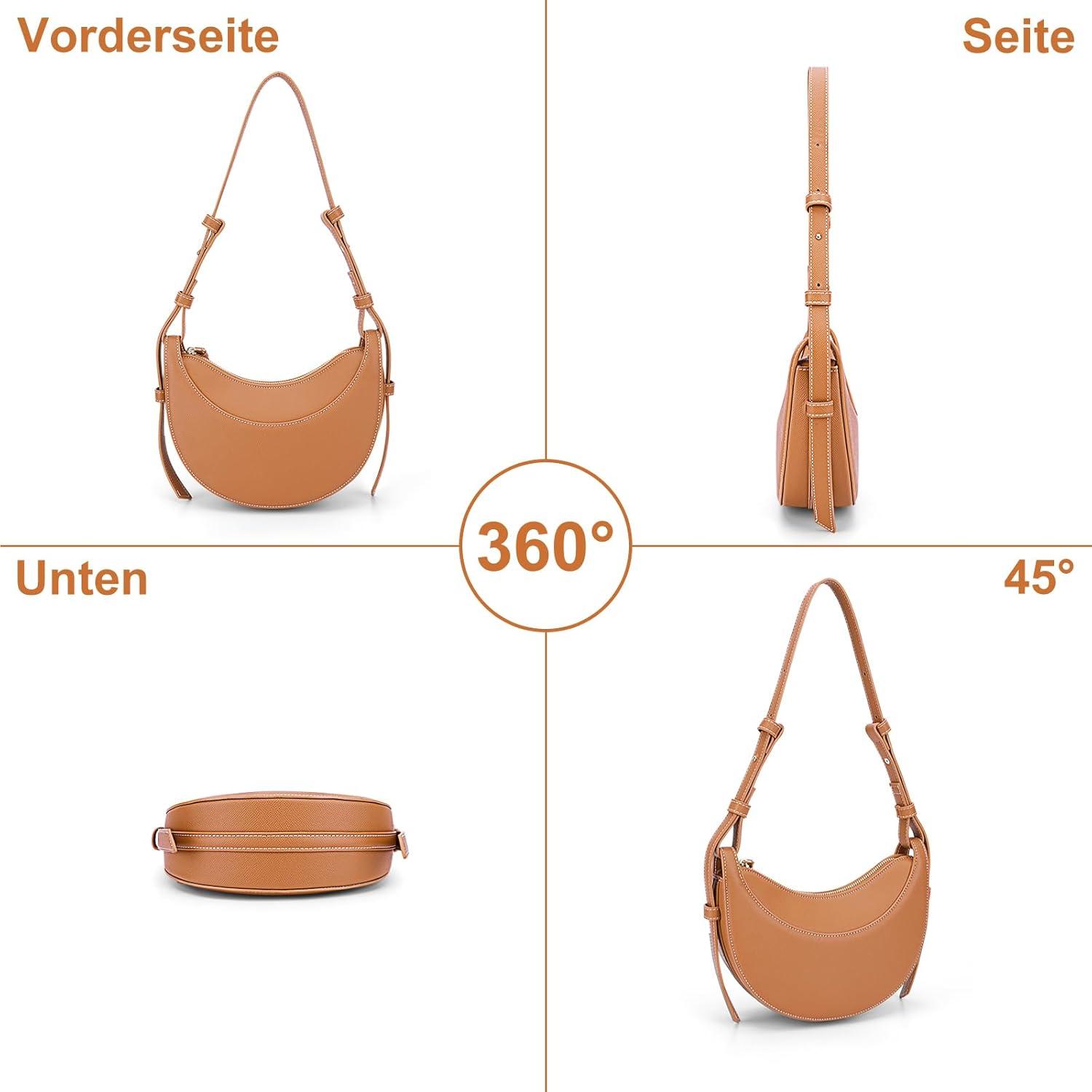 Halbmond Tasche PU Leder Schultertasche Damen Crossbody Umhängetasche