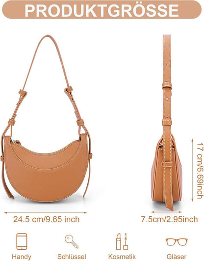 Halbmond Tasche aus PU Leder Hobo Bag Crossbody Bag Damen