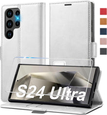 Handyhülle Samsung Galaxy S24 Ultra Leder Klappbar Schutzfolie