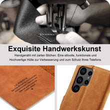 Samsung Galaxy S24 Ultra Klapphülle mit Schutzfolie & Kartenfächern in Lederoptik