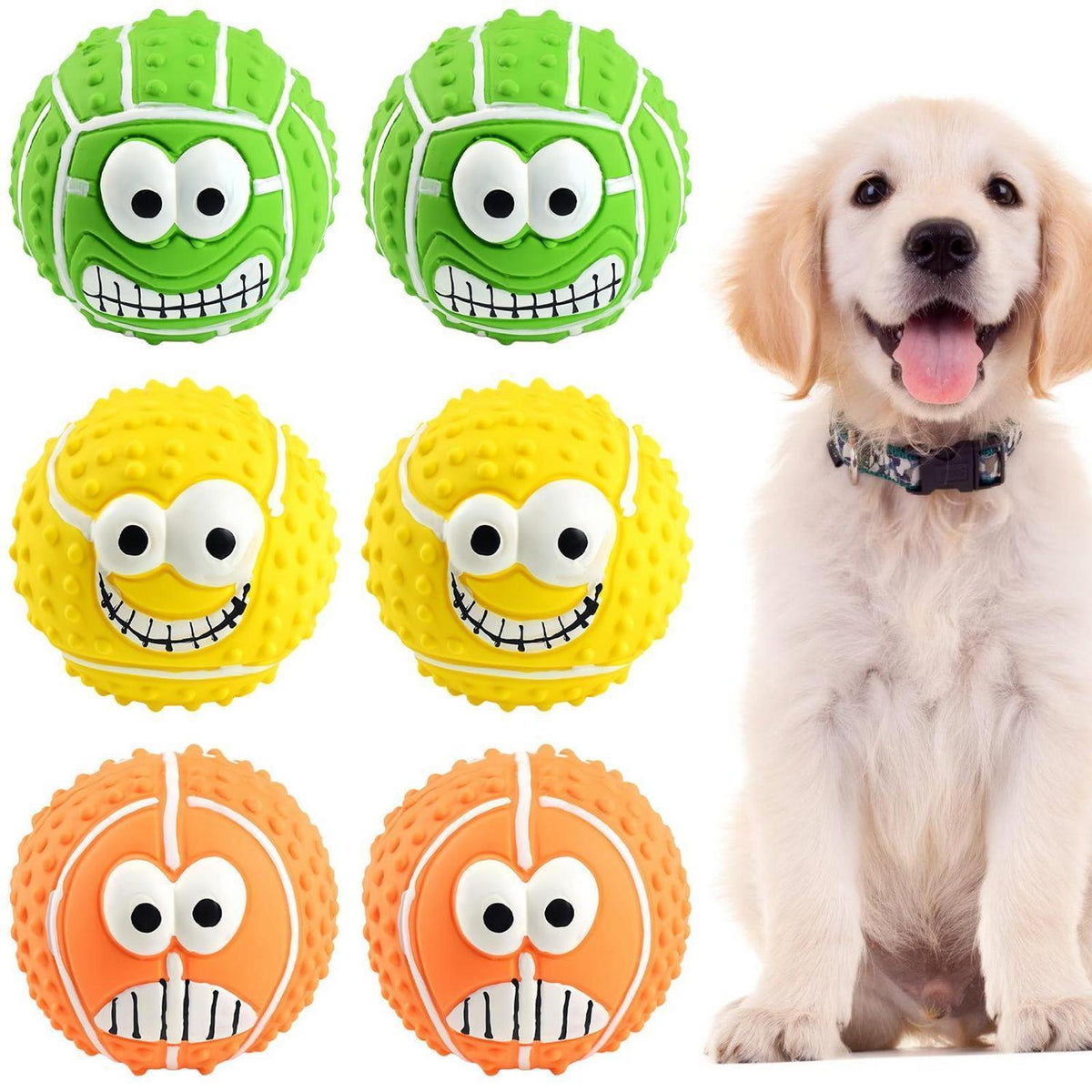 Quietschbälle für Hunde – 6er Set, Robust & Bouncy