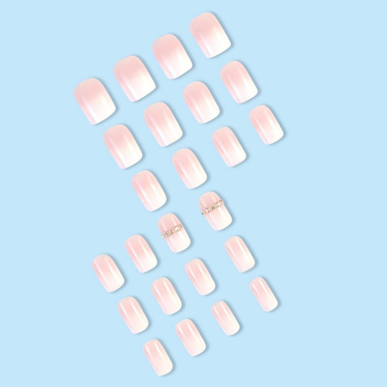 24 Stück Weiß Pink Einfarbig Künstliche Nägel Zum Aufkleben