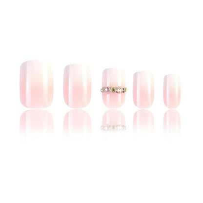 24 Stück Weiß Pink Eckig Nägel Aufkleben French Press on Nails