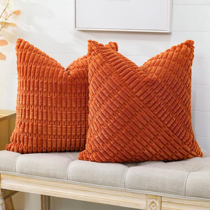 Kordsamt Kissenbezüge 2er Set – Rost, 45x45 cm