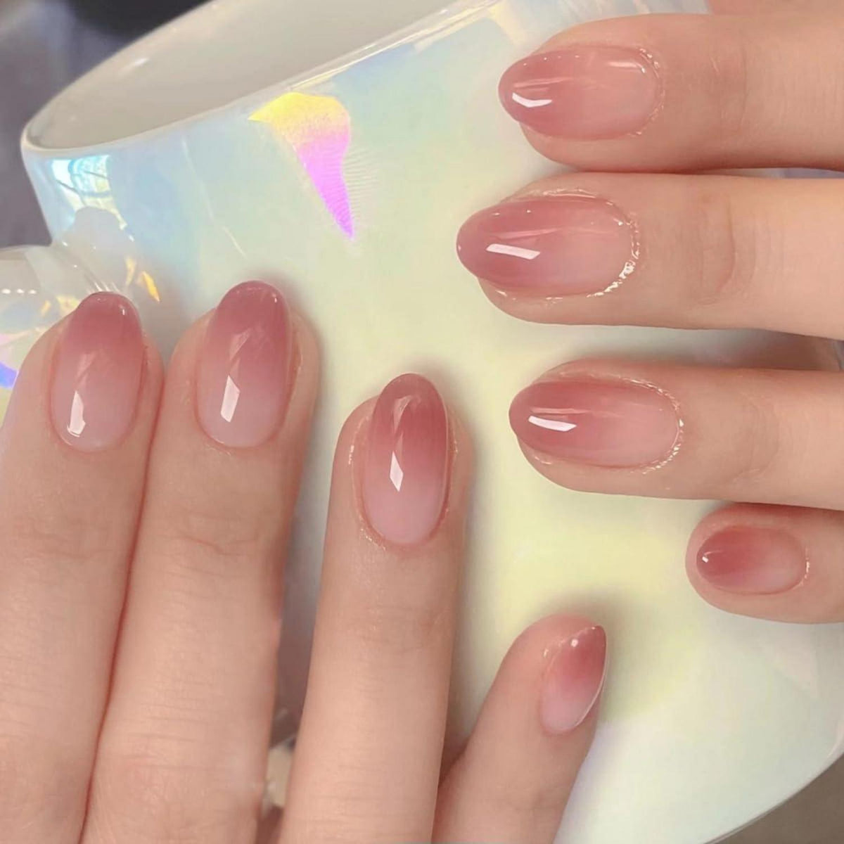 Rosa Mandel Nägel Zum Aufkleben - 24 Stück, French Press on Nails