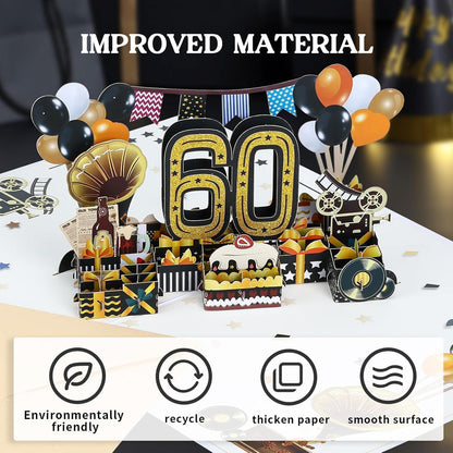 Joyoldelf 3D Pop Up Geburtstagskarte 60 Geburtstag 1964 Jahrgang Männer Frauen