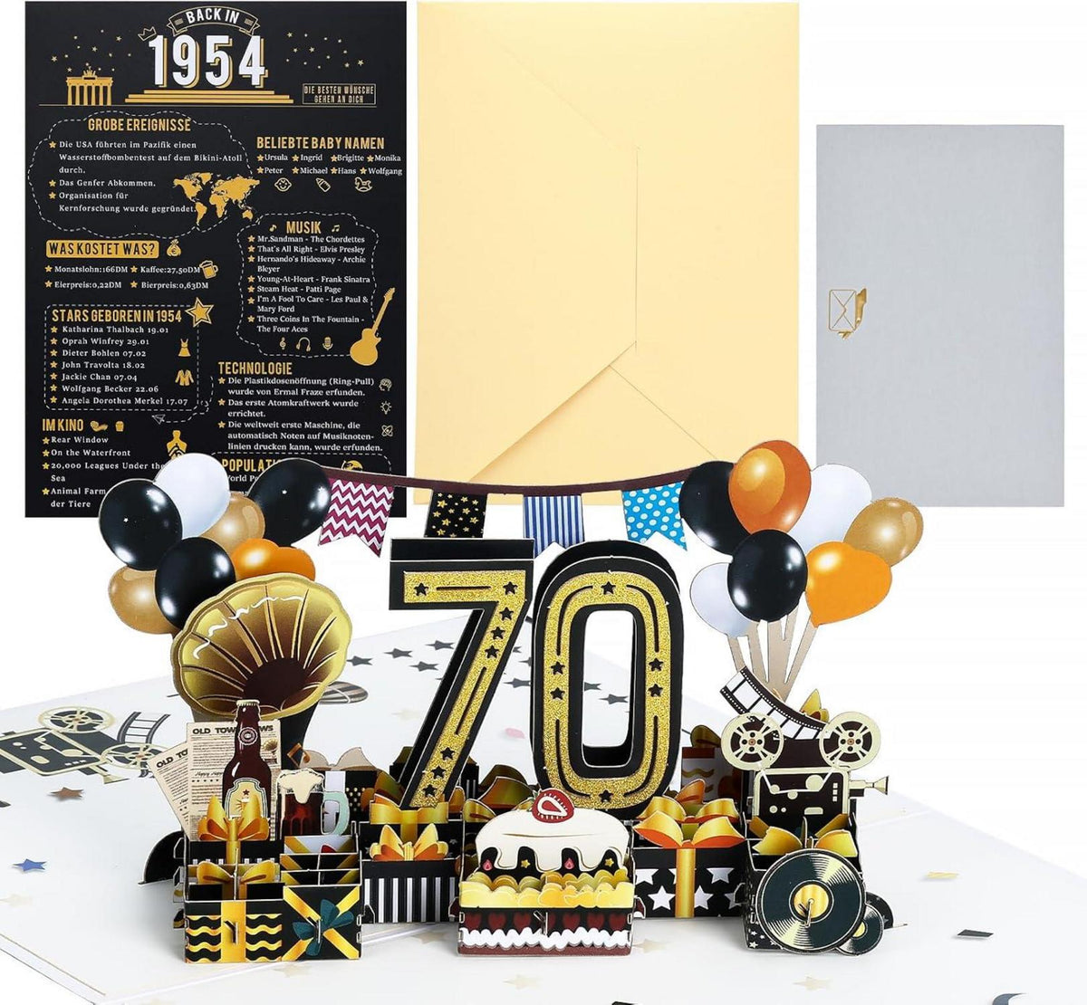 Joyoldelf 3D Pop Up Geburtstagskarte 70 1954 Jahrgang