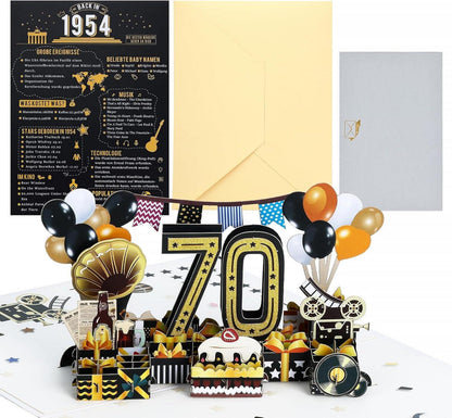 Joyoldelf 3D Pop Up Geburtstagskarte 70 1954 Jahrgang