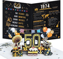Geburtstagskarte 50 Jahrgang Retro 3D Pop Up Grußkarte Umschlag