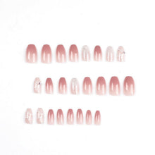 24 Weiße Sargnägel mit Schmetterling – Pink French Press On Nails