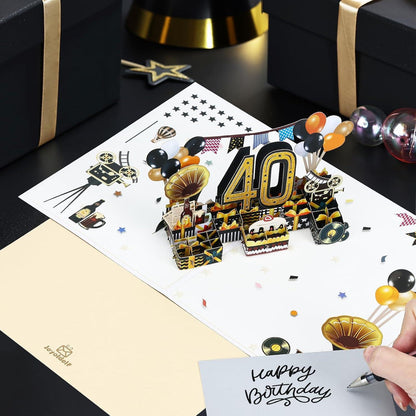 40. Geburtstagskarte 1984 Jahrgang, Pop Up Grußkarte, Retro-Stil mit Umschlag