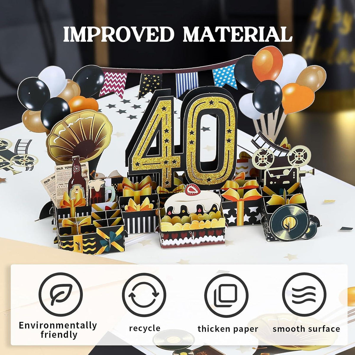 Joyoldelf 3D Pop Up Geburtstagskarte zum 40. 1984 Jahrgang Geschenk