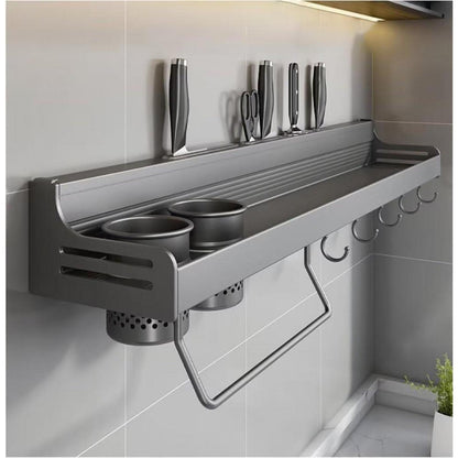 COITROZR Gewürzregal Wand ohne Bohren 70cm Grau 12 Haken 2