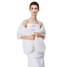Kunstpelz Stola Damen für Abendkleid Winter Hochzeit Festlich Weiß