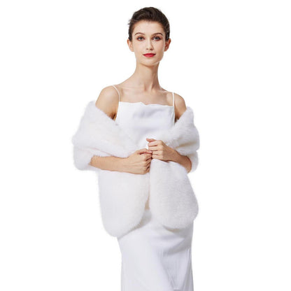 Kunstpelz Stola Damen für Abendkleid Winter Hochzeit Festlich Weiß