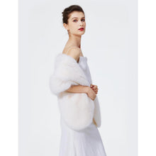 Kunstpelz Stola Damen für Abendkleid Winter Hochzeit Festlich Weiß