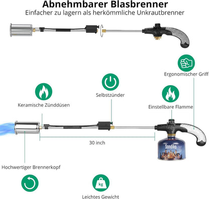 Propan Gasbrenner Unkrautbrenner 800.000 BTU für Garten, Gehweg
