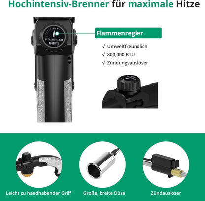 Sondiko Gasbrenner Unkrautbrenner 800.000 BTU für Garten & Gehweg