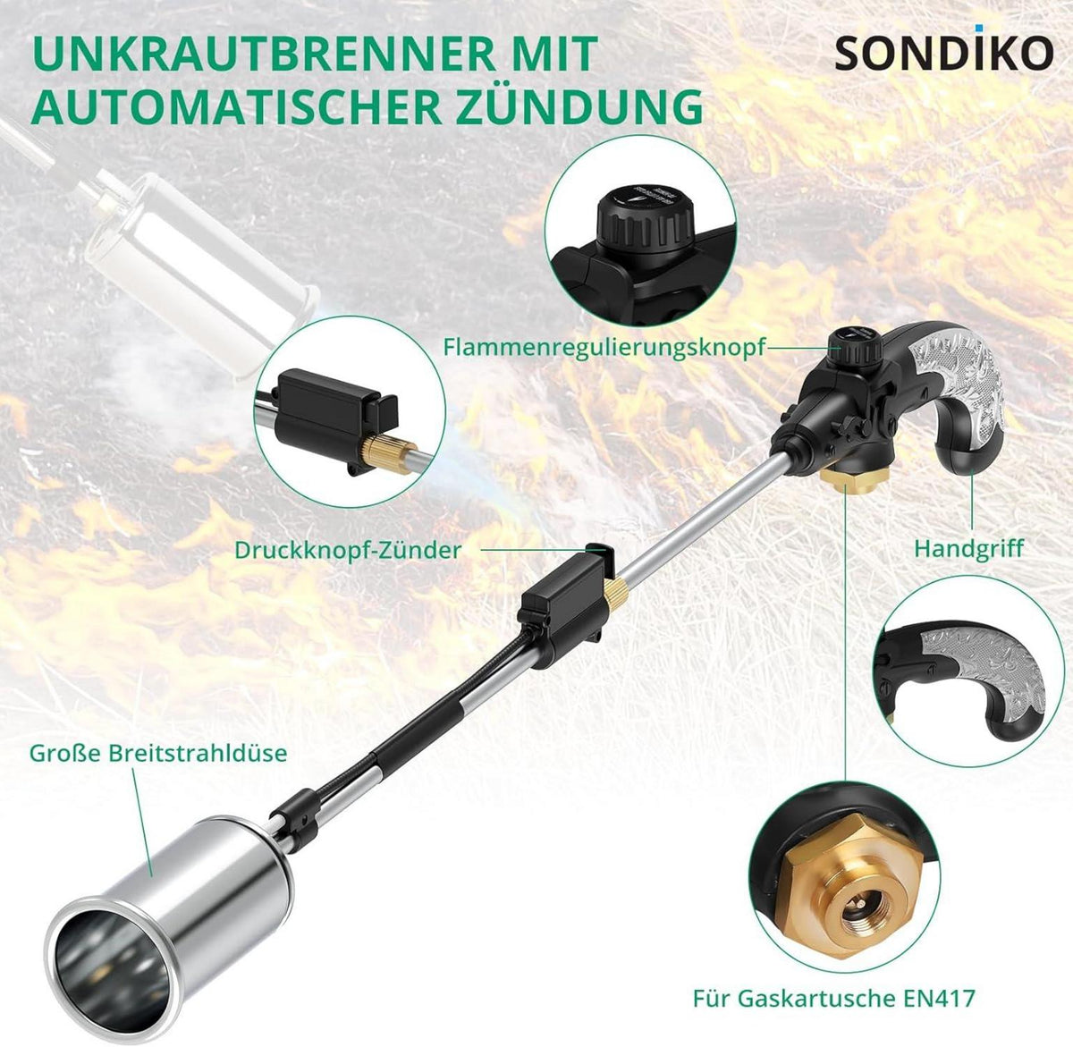 Große Flamme Unkrautbrenner Gasbrenner Propan 800.000 BTU