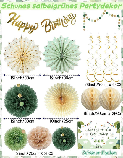 Happy Birthday Deko Set - Premium Geburtstagsdeko Frauen, Wiederverwendbare