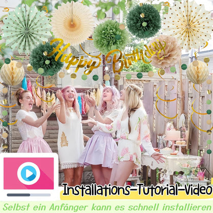 Happy Birthday Deko Set Salbei Grün Premium Eco-Friendly