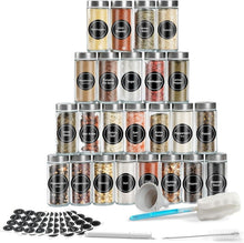 24er Set Gewürzgläser 120ml Glas Gewürzdosen Streueinsatz