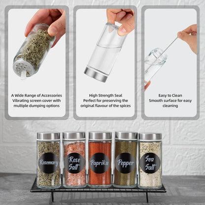 24er FRIBERG Gewürzgläser Set 120ml Glas Streuer Schraubkappe Aufbewahrung
