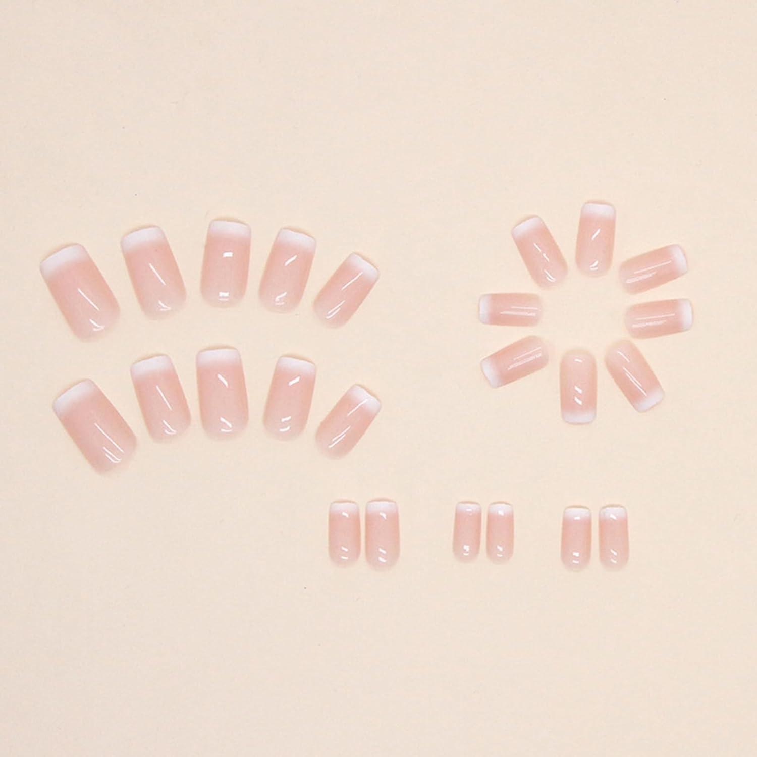 24er Set French Press on Nails Rosa Square Acryl Full Cover