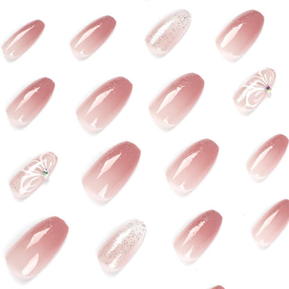 24 Stück Nägel Zum Aufkleben Mittel Sarg Rosa Glitzer
