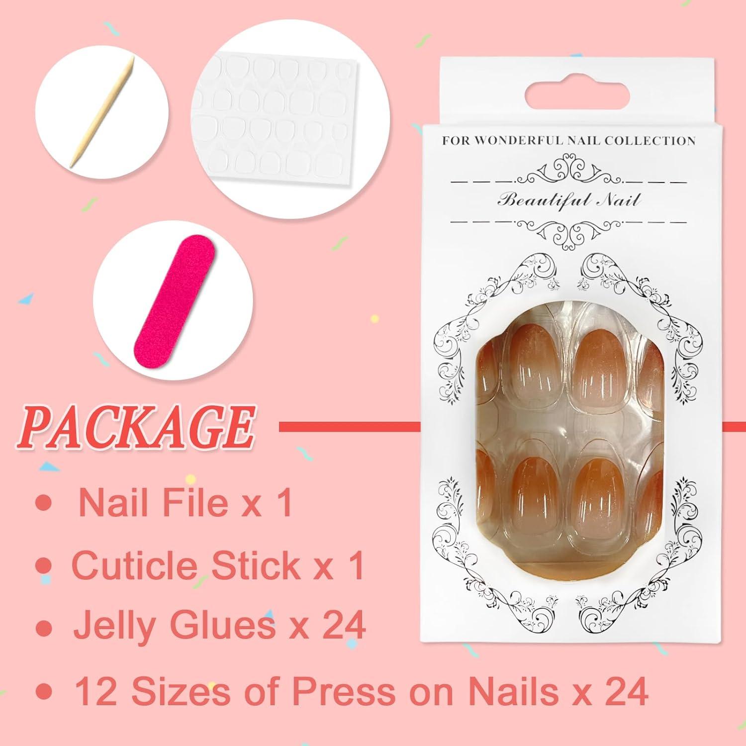 24 St. French Ovalkünstliche Nägel Kunstnägel Press on Nails