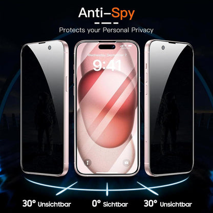 Sichtschutz Panzerglas Folie iPhone 15 6.1 2er Set Anti-Spy Privacy