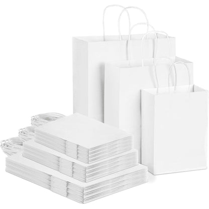 45 Papiertüten mit Henkel, Gemischte Größen, Weiß