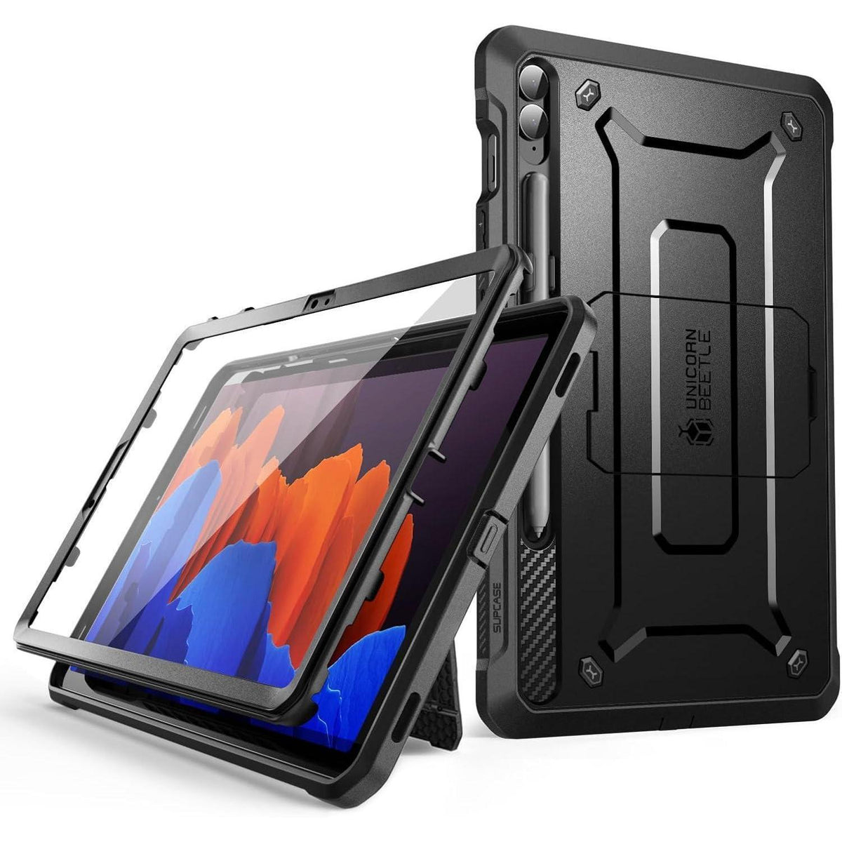 Robuste Hülle mit Ständer für Samsung Galaxy Tab S9 FE Plus 12,4 Zoll Schwarz