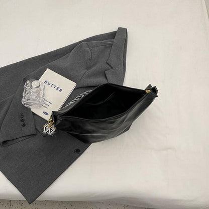 Weiche-Leder Umhängetasche Groß Crossbody Vintage Schwarz