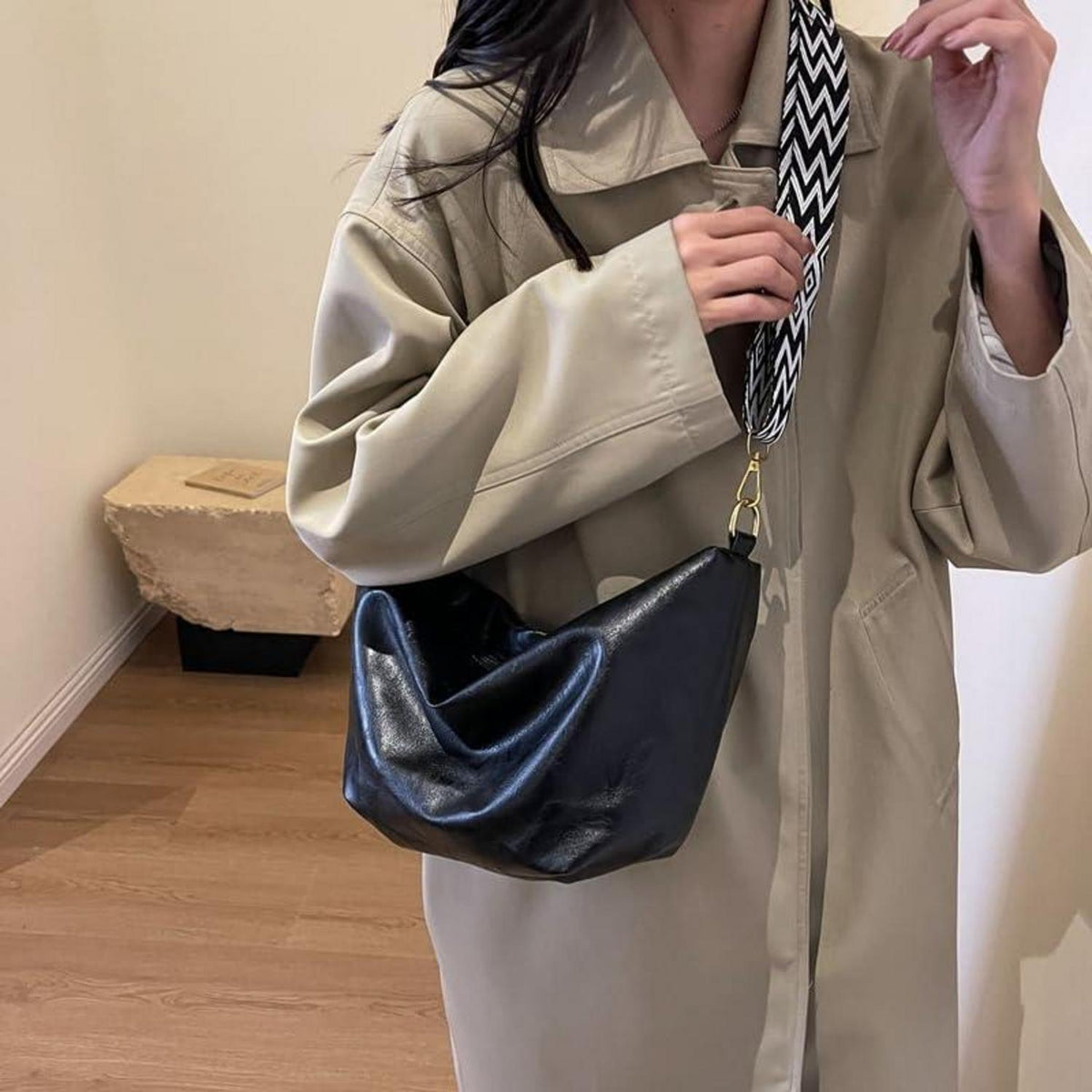 Damen Umhängetasche Vintage Crossbody Schultertasche groß Ledertasche