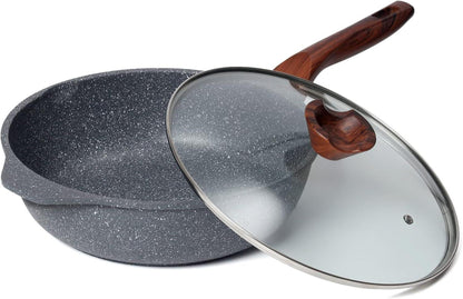 30cm Tiefe Pfanne mit Hochrand und Deckel Granitbeschichtung