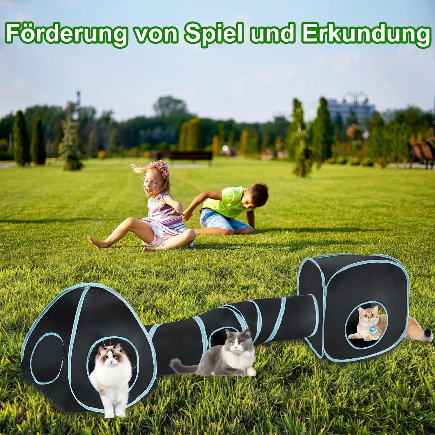 Katzentunnel 3-in-1 Outdoor Interaktives Spieltunnel Katzenspielzeug Katzenzelt