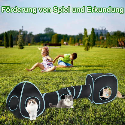 Katzentunnel 3-in-1 Outdoor Interaktives Spieltunnel Katzenspielzeug Katzenzelt