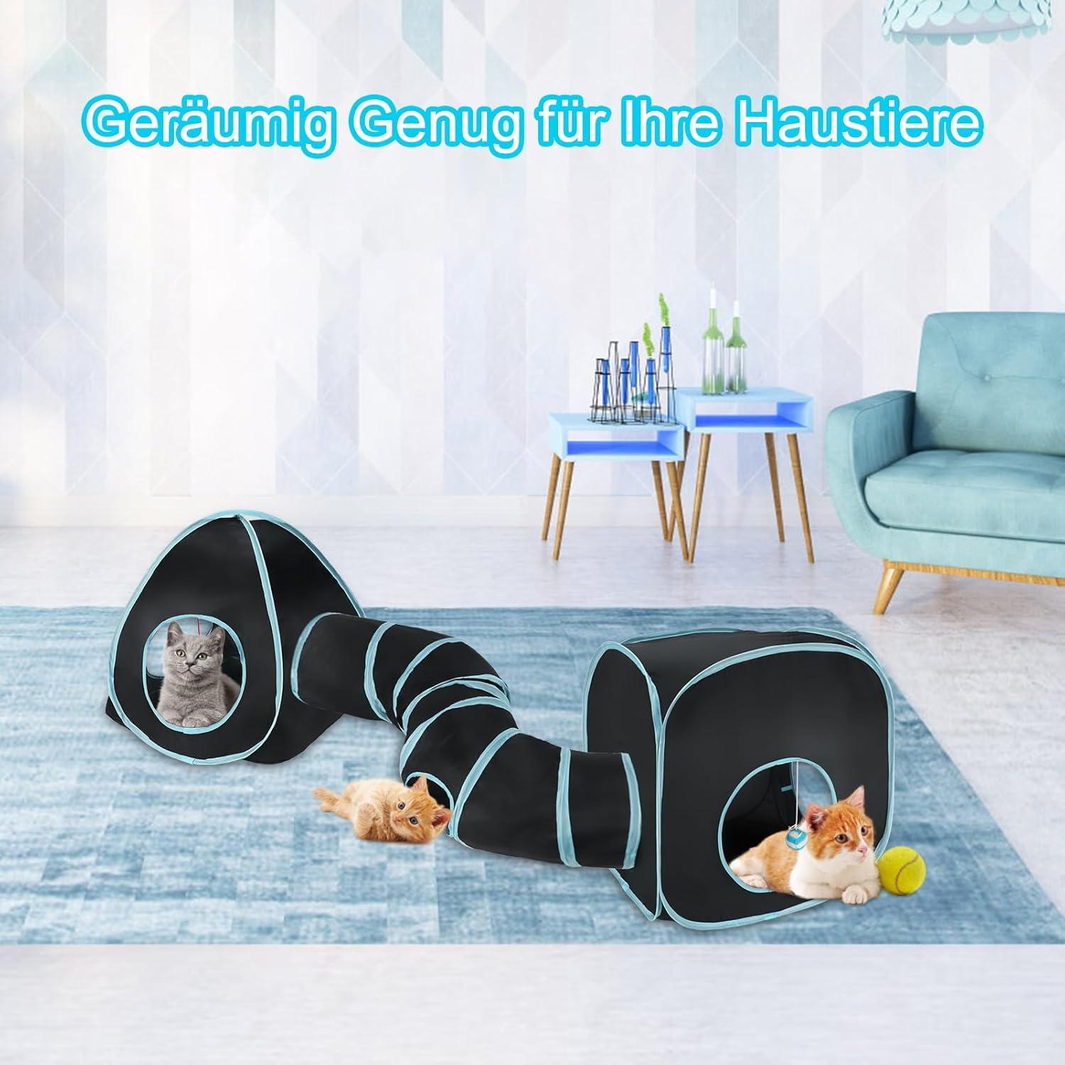 Katzentunnel Outdoor Interaktives Spieltunnel für Katze Kaninchen Blau