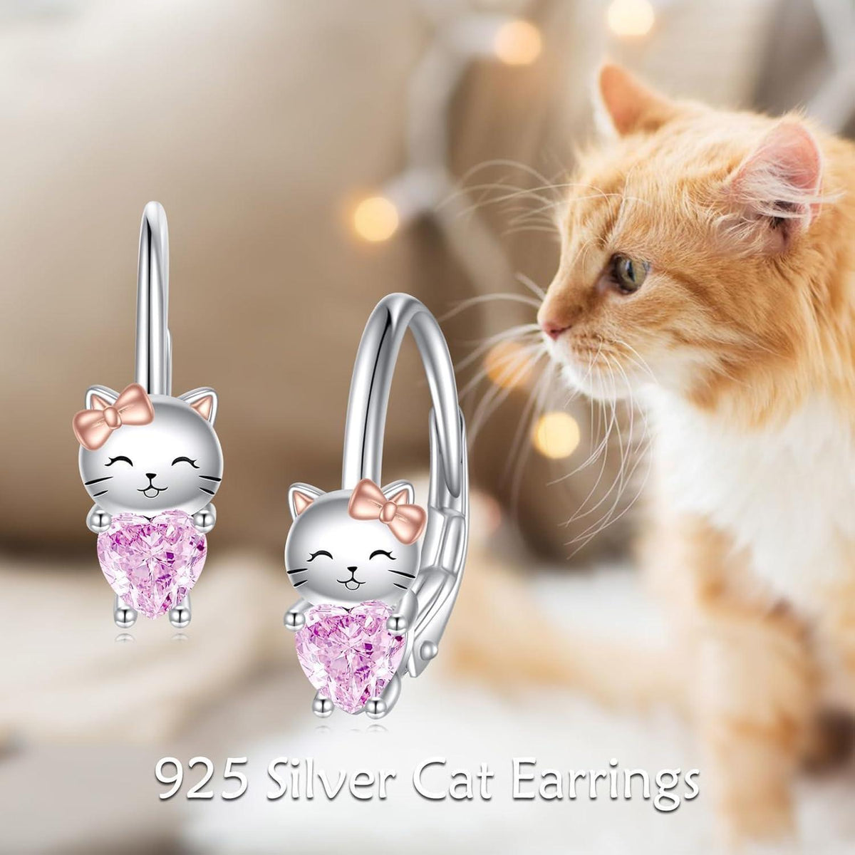 Creolen 925 Sterling Silber mit Einhorn Faultier Katze Motiv und Zirkonia