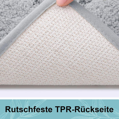 Mikrofaser Badteppich Set Grau – Weich & Rutschfest 40x60+60x90 cm