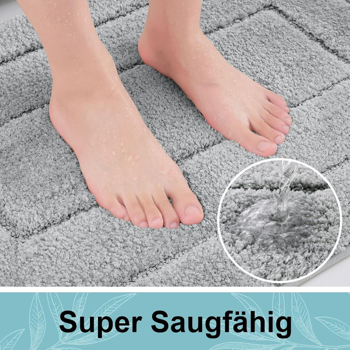 Mikrofaser Badteppich Set Grau – Weich & Rutschfest 40x60+60x90 cm