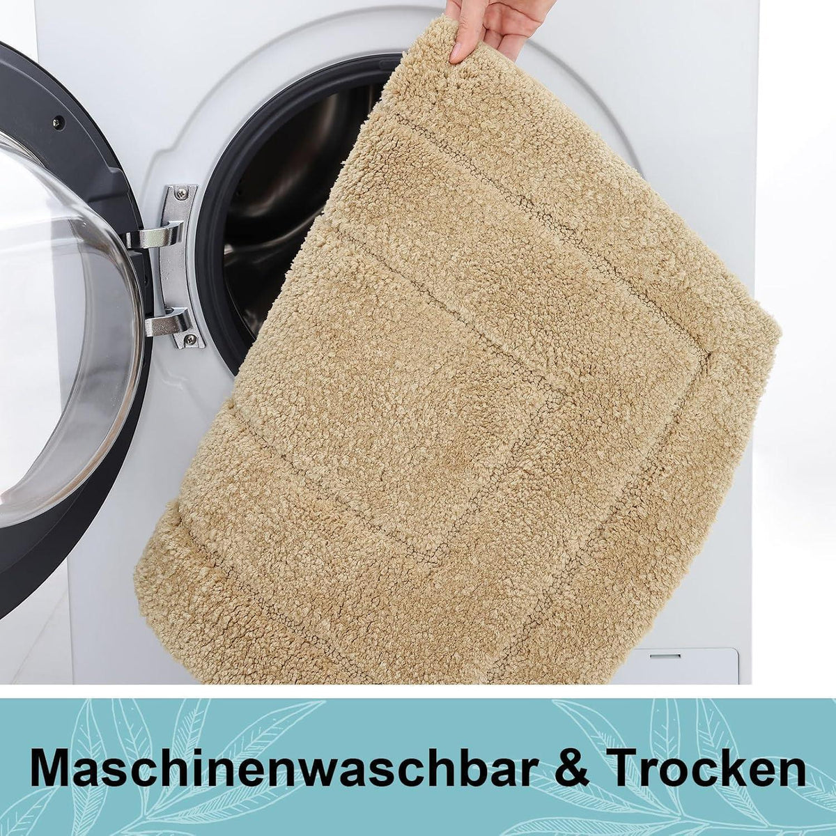 Mikrofaser Badteppich Set – Beige, Rutschfest & Wasserabsorbierend