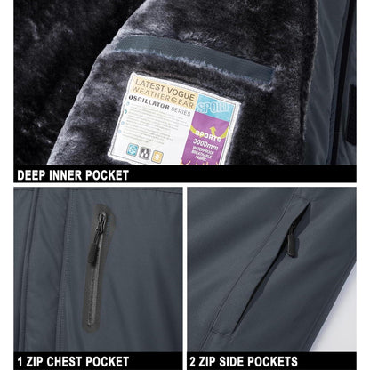 Herren Skijacke Wasserdicht & Warm – Dunkelgrau für Ski & Outdoor