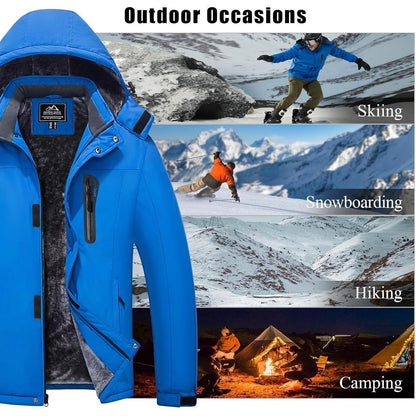 Herren Skijacke wasserdicht warm gefüttert blau XL