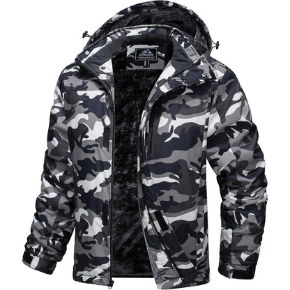 Herren Skijacke Wasserdicht & Warm – Outdoor Winterjacke Schwarz Camo