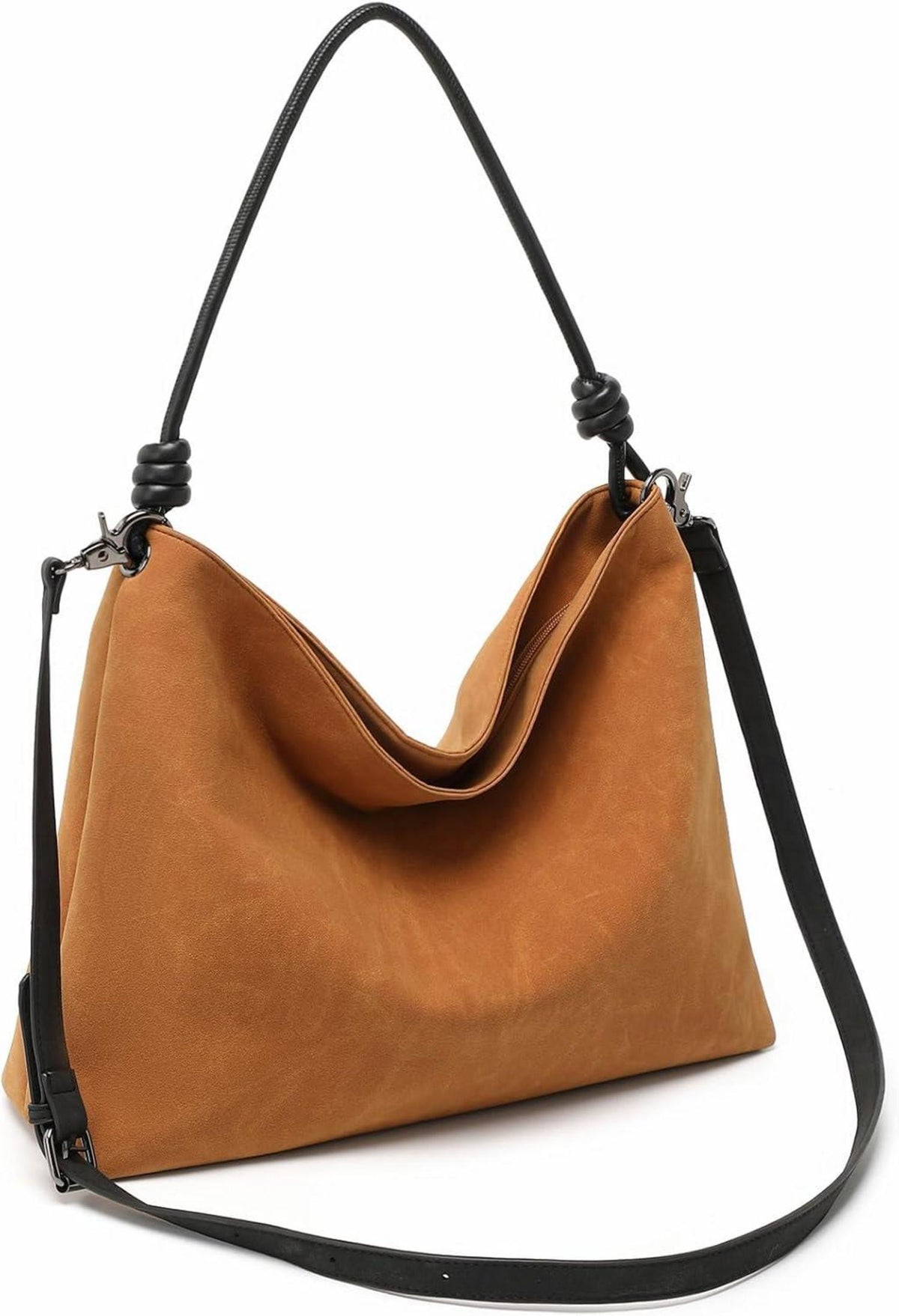 Damen Kunstleder Vintage Handtasche Wildleder Hobo Tote