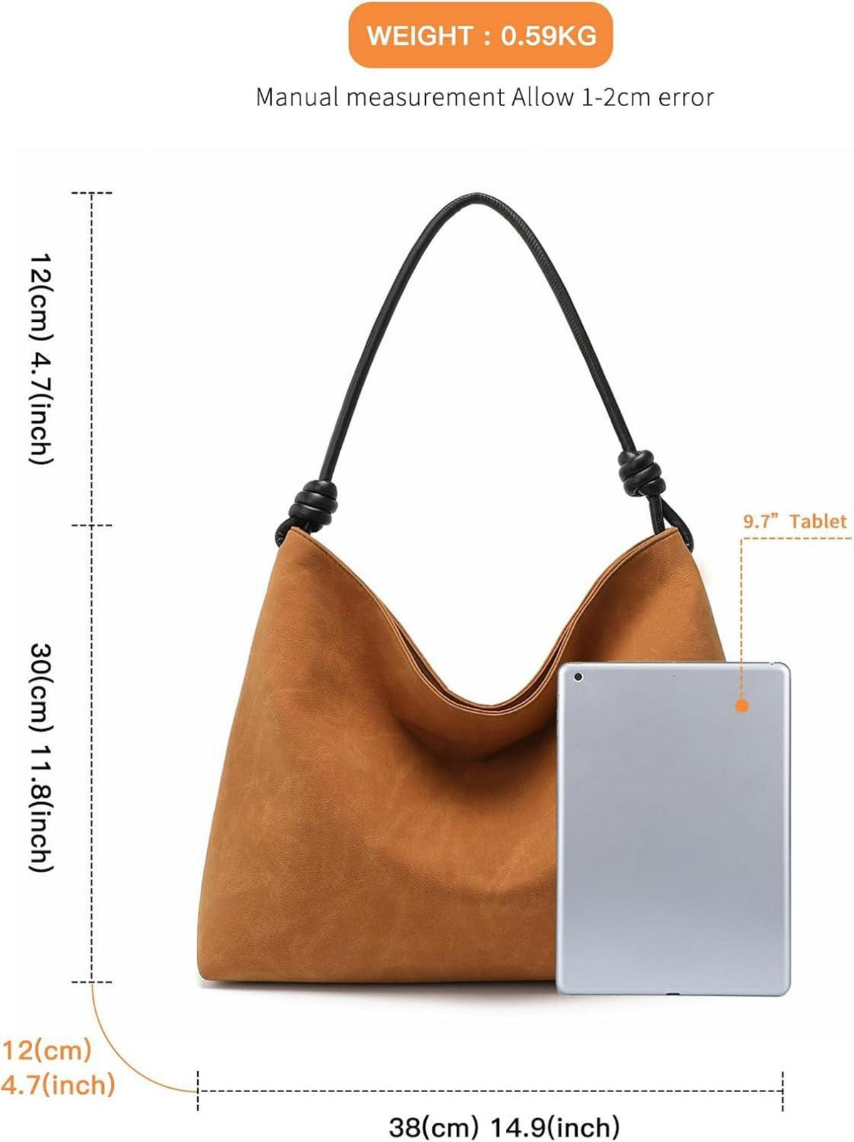 Miss Lulu Damen Vintage Schultertasche Kunstleder Wildleder Hobo Tote Bag