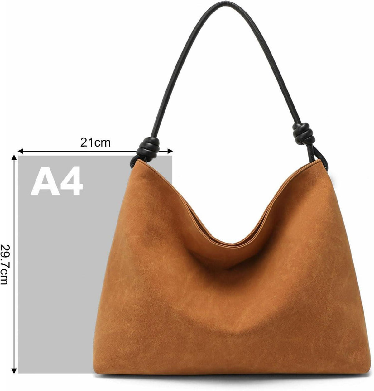 Damen Vintage Wildleder Hobo Umhängetasche 38x30x12cm Brown