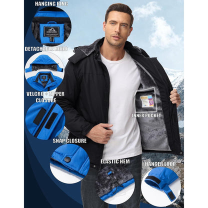 Herren Skijacke wasserdicht warm gefüttert winddicht 3XL Schwarz